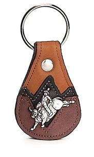 8112084T - KEYCHAIN - NB DBL OVERLAY W/ BULL RIDER CONCHO - TAN