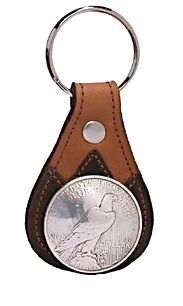 8116100T - KEYCHAIN - NB - OVERLAY W/ EAGLE DOLLAR - TAN