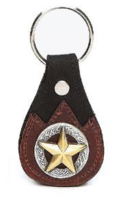 8121055B - KEYCHAIN - NB OVERLAY W/ 2 TONE RAISED STAR CONCHO - BLACK