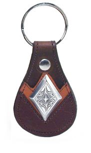 8137035S - KEYCHAIN - PU DBL OVERLAY W/ ANTIQUE LARGE DIAMOND - COPPER KETTLE