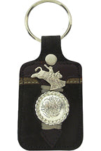 8171071B - Keychain - 2 overlays, lacing with a round concho & bull rider concho