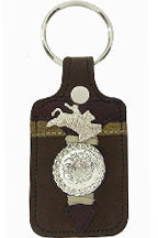 8171071C - Keychain - 2 overlays, lacing with a round concho & bull rider concho