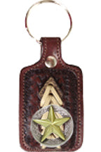 8181055C - Keychain - Embossed with arrow overlay with lacing, gold raised star on floral circle concho