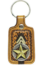 8181055N - Keychain - Embossed with raised silver star on circle