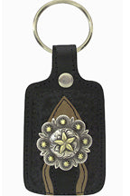 8182010B - Keychain - Embossed with 2 overlays, gold star on a 2-tone berry concho