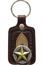 8182055C - Keychain - Embossed, 2 overlays, raised gold star concho