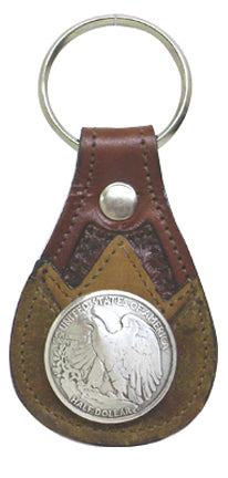 8186104C - Keychain - Embossed with 2 Overlays. Eagle Half Dollar Concho.