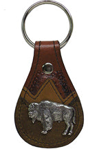 8186265C - Keychain - 2 overlays with left facing buffalo concho