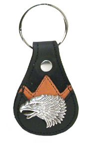 8191140B - KEYCHAIN - NB TEAR DROP DOUBLE OVERLAY - EAGLE CONCHO - BLACK