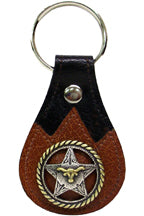 8195042B - Keychain - 1 overlay with longhorn on a star inside of rope edged concho