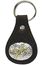 8198162S - Keychains - 2 overlays with a 2 tone oval bull rider concho