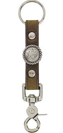 8251072S - Keychain - 6 x 5/8, Snap hook with round floral rope edged concho