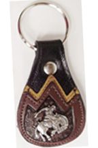 8200082B - Keychain - 1 plain & 1 embossed overlays, bronc rider concho