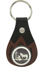 8204061B - Keychain - Embossed overlay, praying cowboy concho