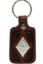 8220034C - Keychain - Embossed, overlay, Large diamond concho - Chocolate