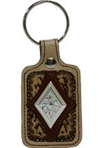 8220034N - Keychain - Embossed, overlay, Large diamond concho - Natural