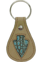 8224000T - Keychain -   Genuine Italian leather, turquoise arrow shaped underlay