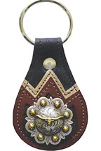 8238004B - Keychain - 2 overlays, longhorn on 2 tone berry concho