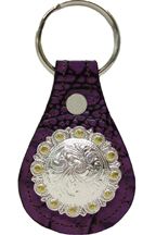 8240303P - Keychain - Genuine Italian leather with two tone berry