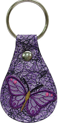 8246501P - Keychain - Genuine Italian leather acid wash with matching butterfly - Purple (SL2932501P)