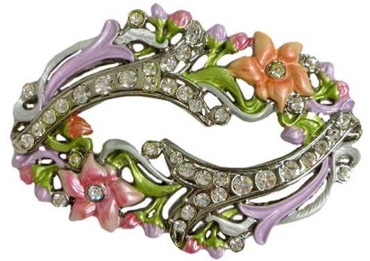 873-DQ - Buckles - 1.5 bar - Floral with rhinestones