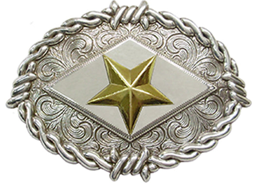 882-DY - Buckle - 1.5 bar, bardwire edge, raised gold star in center