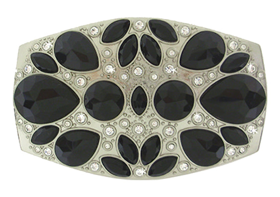 900-ER - Buckle - 1.5 inch bar - Black simulated stones with rhinestones