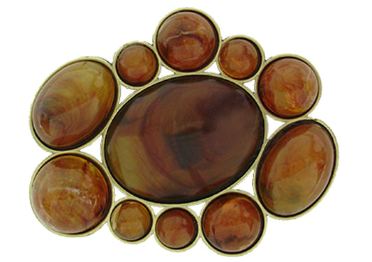 906-EX - Buckle - 1.5 inch bar, 2 tone amber stones of different sizes