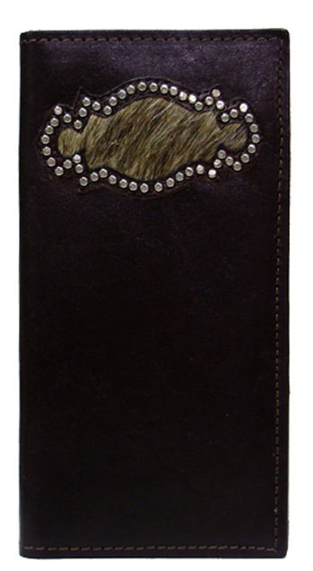 9102000C - Wallet - Cowhide with nail heads bull rider concho