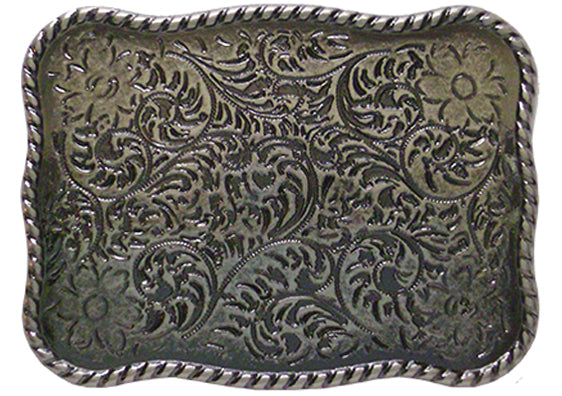 912-FN - Buckle - 1.5 inch bar, floral with rope edge