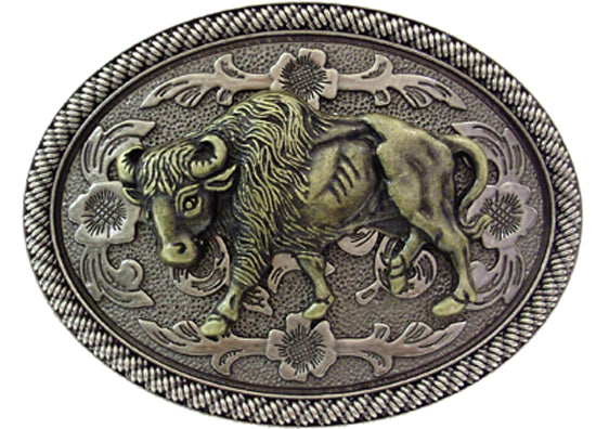 939-FE - Buckle - 1.5 inch bar - Oval with a raised bull