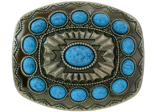 943-FH - Buckle - 1.5 inch bar - Rectangle southwest design with turquoise