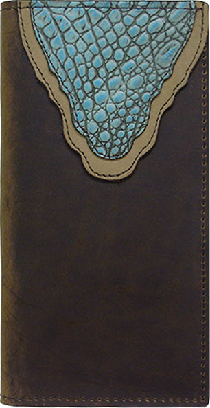 P0593000ST - Wallet - 2 overlays with 1 being turquoise Genuine Italian leather