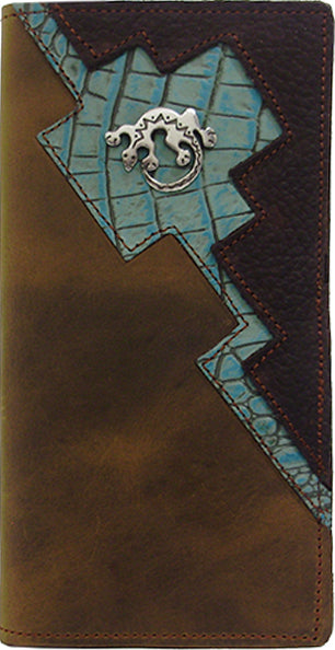 E0601307S - Wallet - Turquoise overlay with new southwest lizard concho