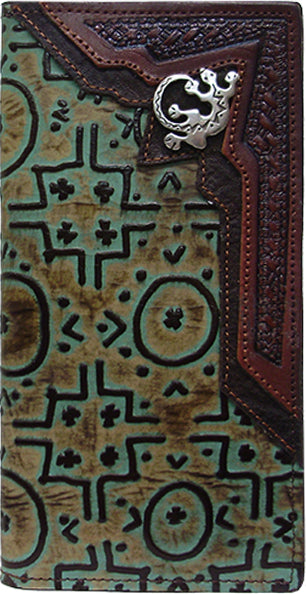 E0611307T - Wallet - Genuine Italian leather, 2 overlays, southwest lizard concho