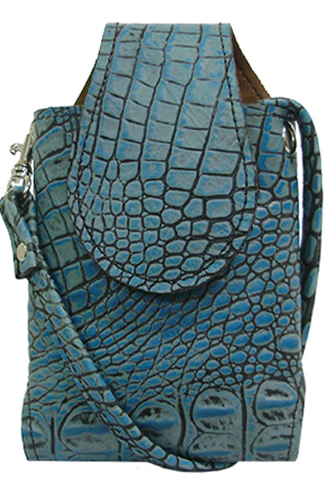 GLP2937000 - Custom Leather Smart Phone - Genuine Italian leather king croc with long strap and pocket on back