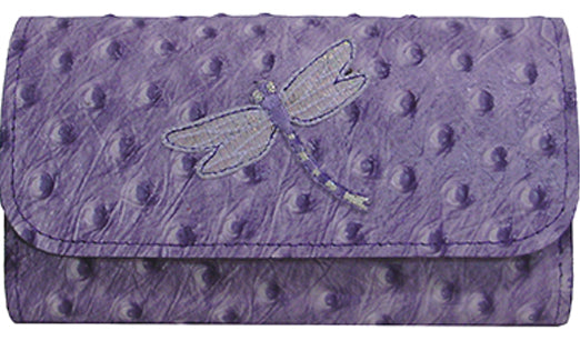 H2661510P - Smart phone case - Horizontal, purple ostrich with dragonfly