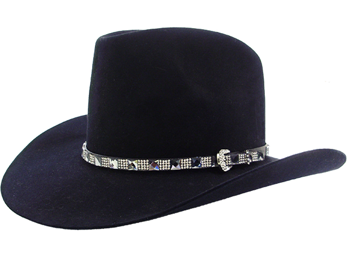 HG1005BK - Hat band - Small clear rhinestones alternating with smoke rhinestones