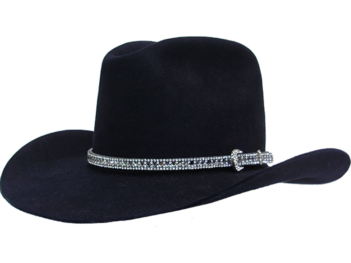 HG1007BK - Hat bands - Small clear rhinestones outlining smoke rhinestones