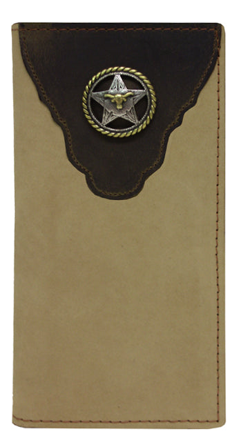 P0394042T - Wallet - 1 overlay with a longhorn on a star inside a rope edged concho