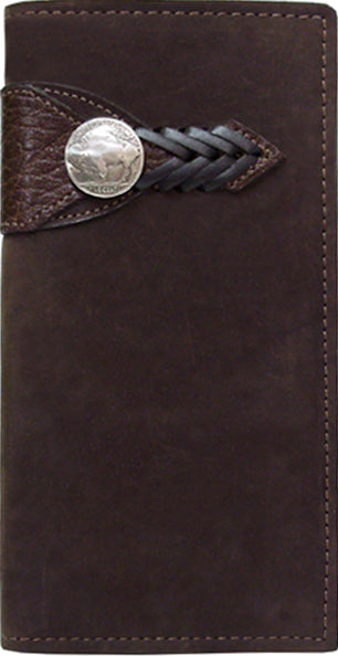 P0412106C - Wallet - 2 overlays with lacing, Buffalo nickel concho