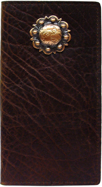 P0476249C - Wallet -  Custom leather, checkbook, bronze berry concho