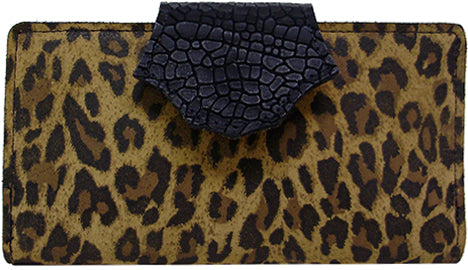 SFM0282 - Wallet - Genuine Italian leather leopard print, cc slots, pockets