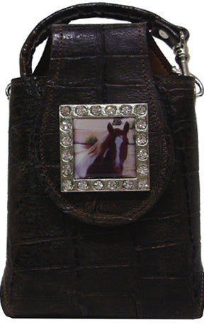 ST2879238C - Smart phone case - Genuine Italian leather. horse head concho outlined with small rhinestones, strap only