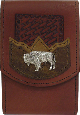 V2170265C - Smart phone case - Embossed with 2 overlays, left facing buffalo concho