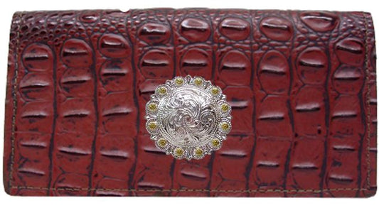 E0555303W - Wallet - Genuine Italian leather with 2 tone berry concho