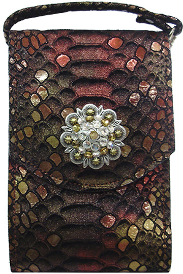 XD2952243RD - Smart phone case - Genuine Italian smart phone case, rhinestone berry concho, 2 straps