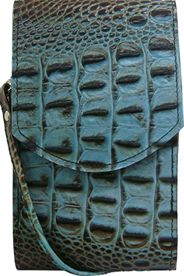 XLP2938000TB - Custom Leather Smart Phone - Genuine Italian leather croc with long strap and pocket on back